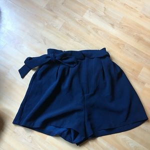 Blue tie up shorts